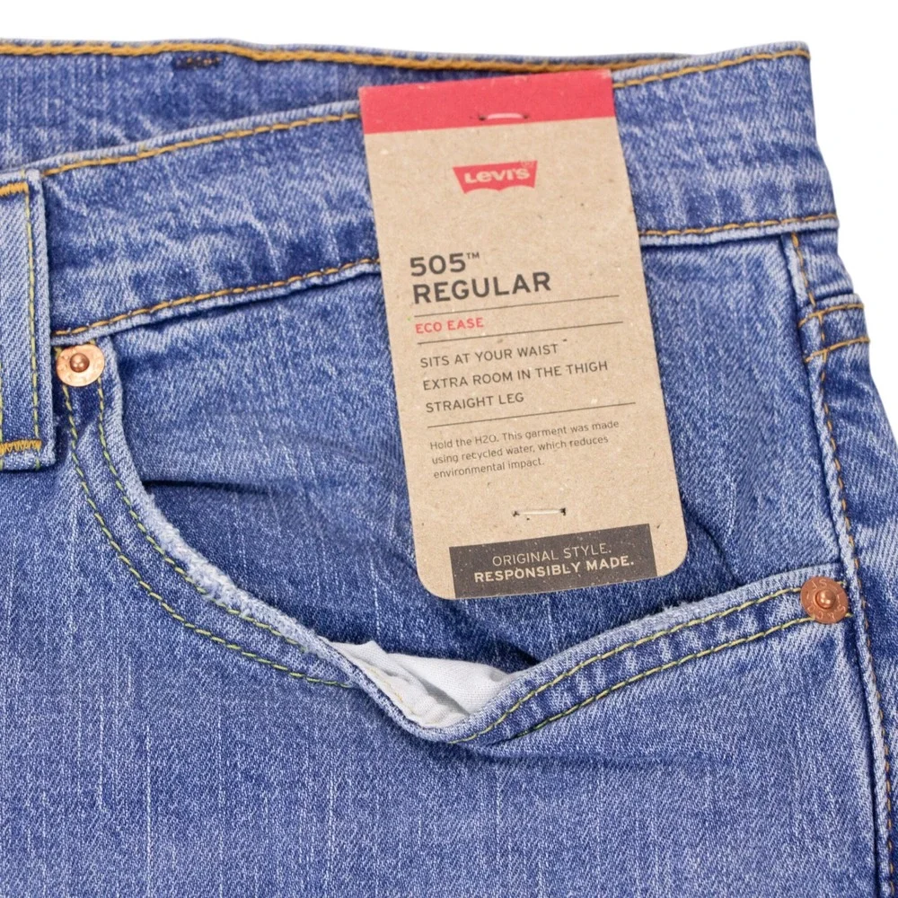 NWT Levis 505 Regular Fit Straight Leg Stretch Jeans Blue 40x30 00505-2378